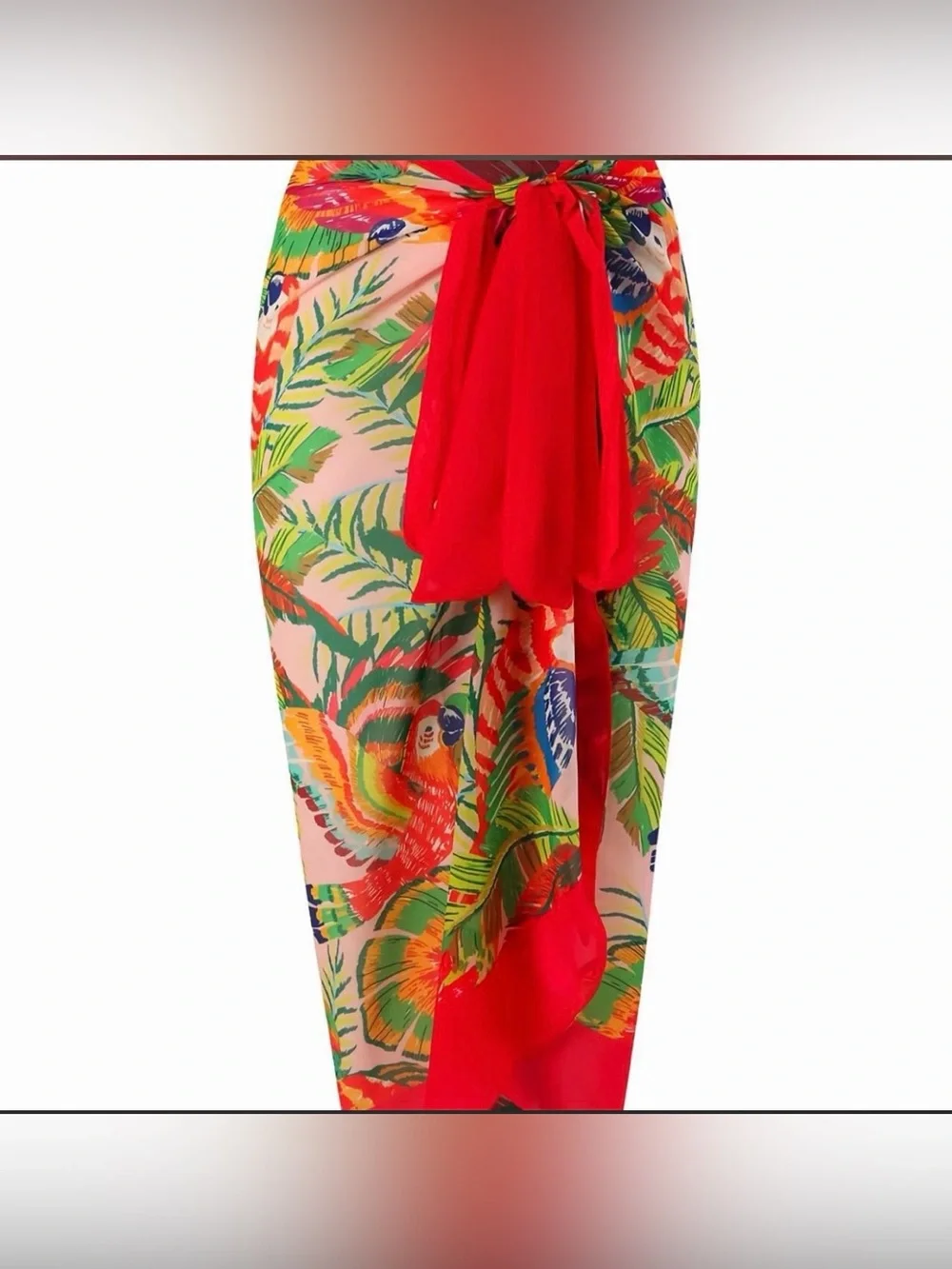 Tropical Floral Red Wrap Scarf - Red